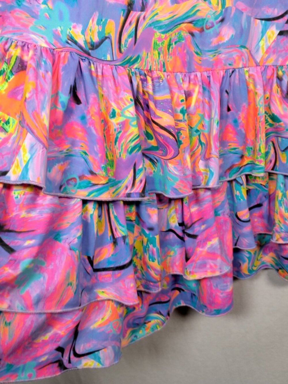 Lisa Blue Call Of The Whale Dress AUS UK 14 US 10 Beach Ruffle Psychedelic Swirl - Picture 14 of 16